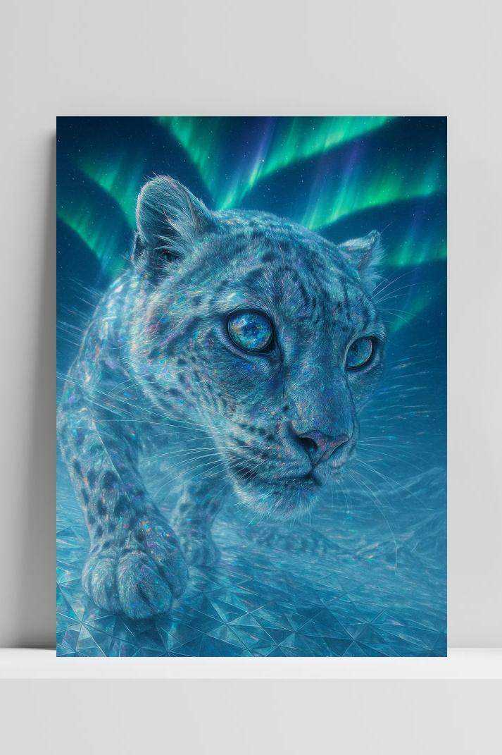 Leopard Northern Lights op 3mm aluminium dibond