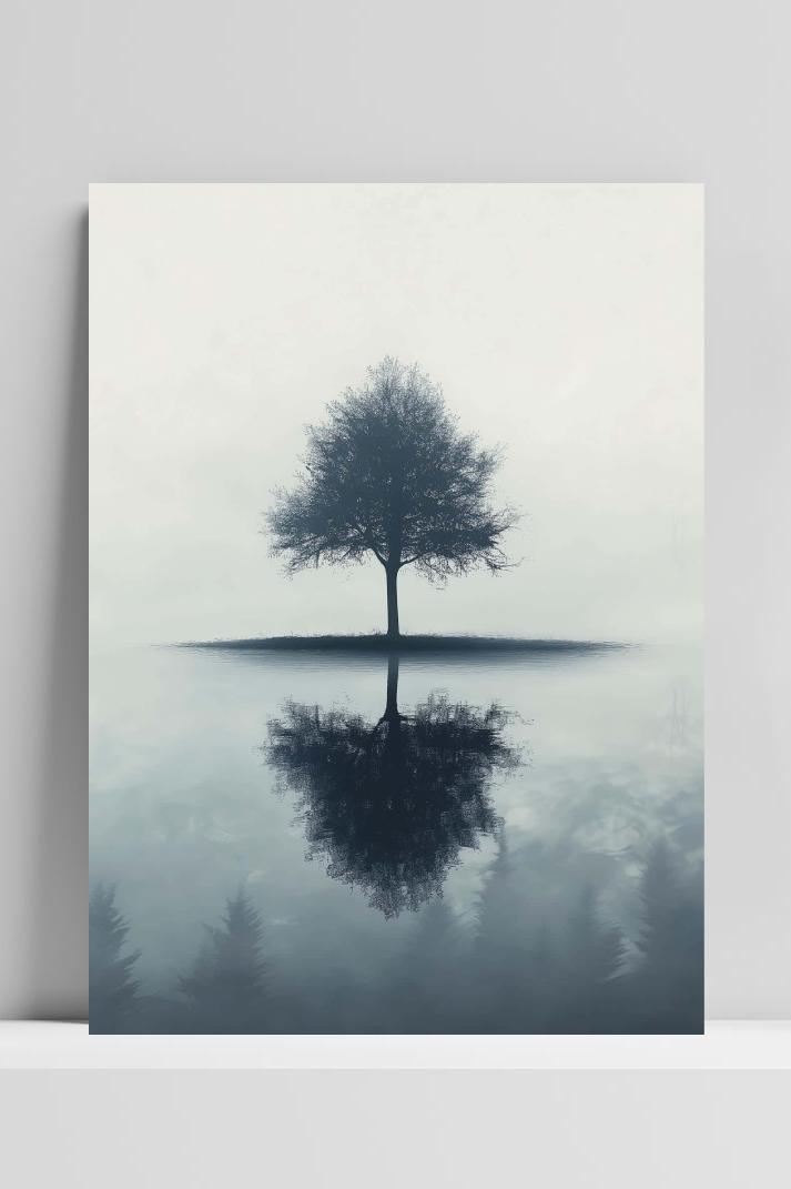 Tree Minimalist B&W op 3mm aluminium dibond
