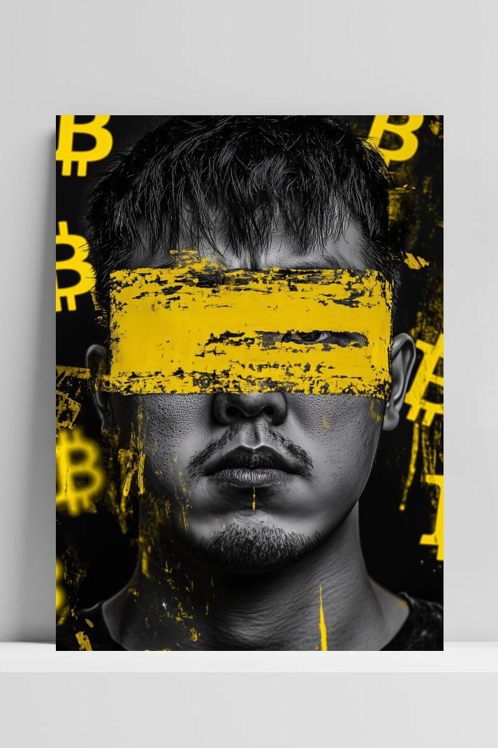 Bitcoin Man op 3mm aluminium dibond