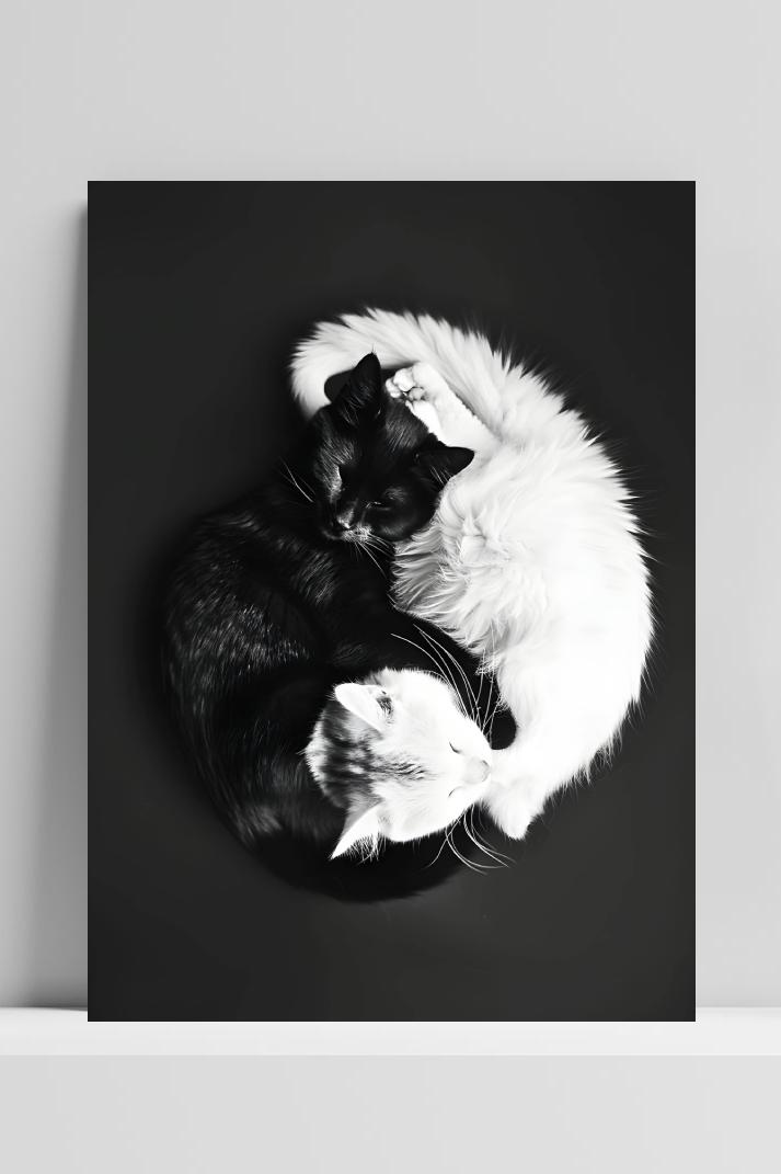 YingYang Katten op 3mm aluminium dibond