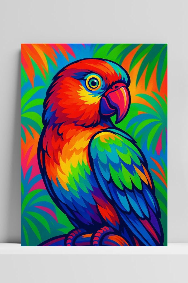 Parrot Pop Art op 3mm aluminium dibond