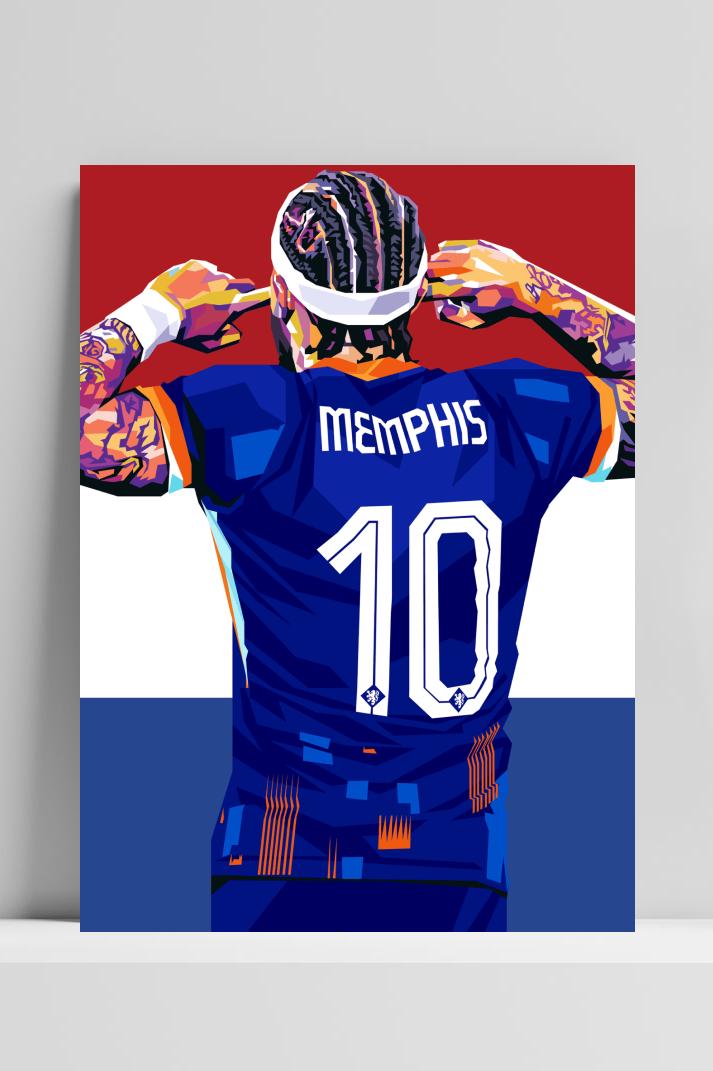 Memphis Depay Art op 3mm aluminium dibond
