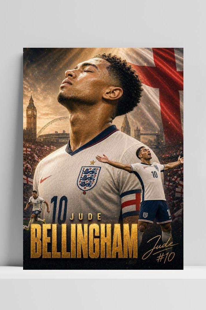 Jude Bellingham op 3mm aluminium dibond