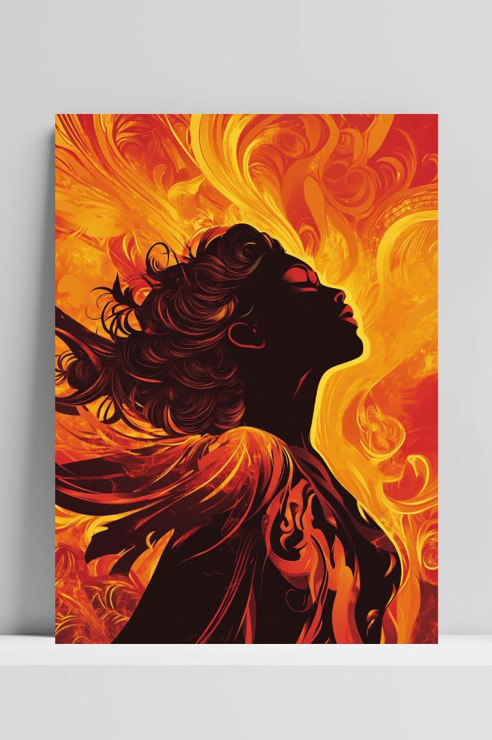 Phoenix Woman op 3mm aluminium dibond