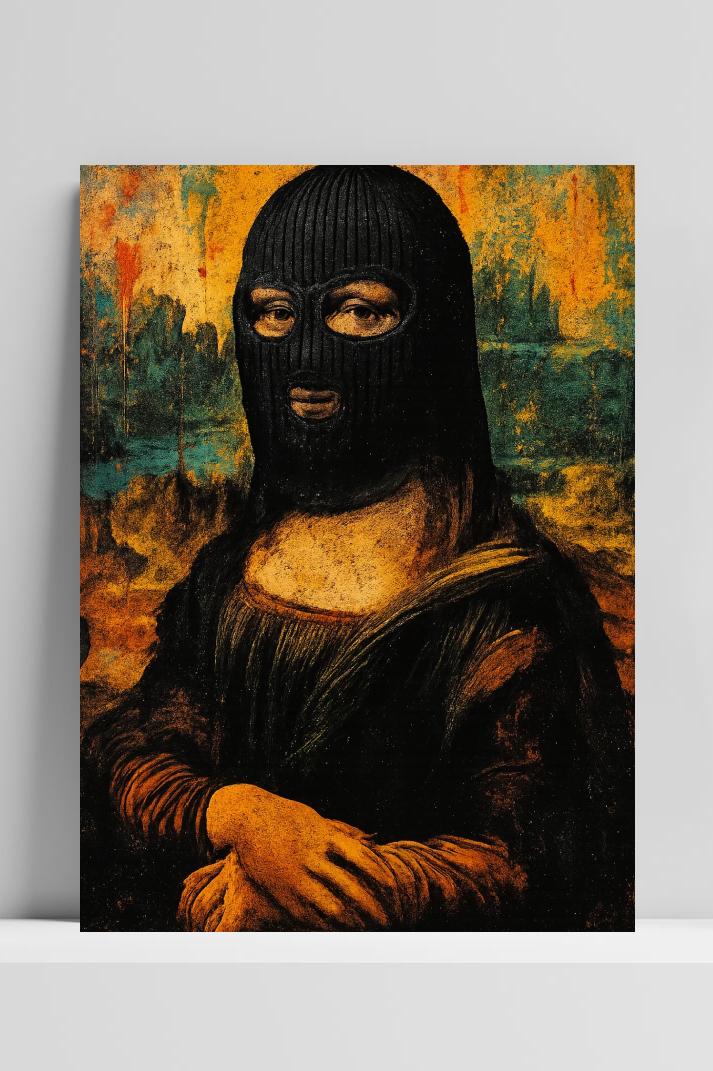 Mona Lisa Inspired Mask op 3mm aluminium dibond