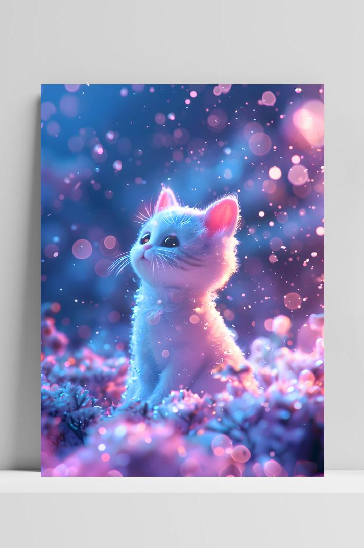 Kitten op 3mm aluminium dibond