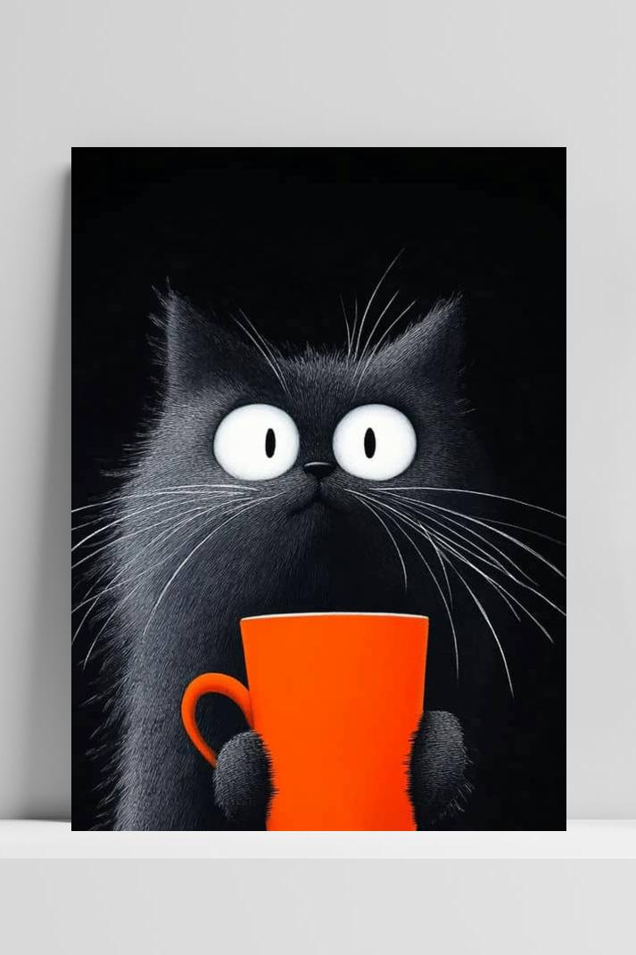 Kat Koffie op 3mm aluminium dibond