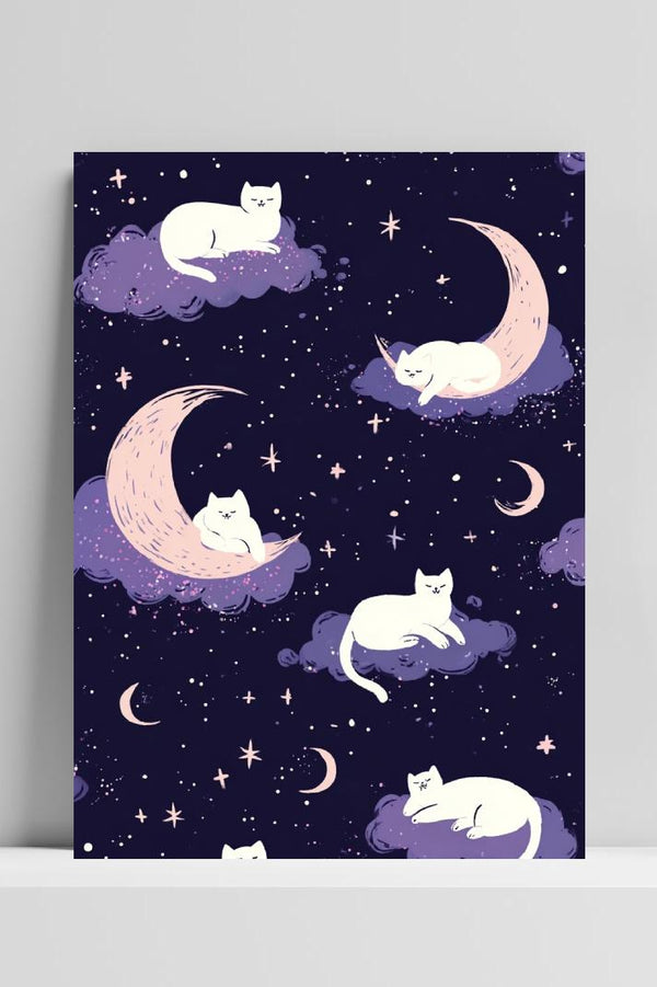 Cats Moon Cloud poster