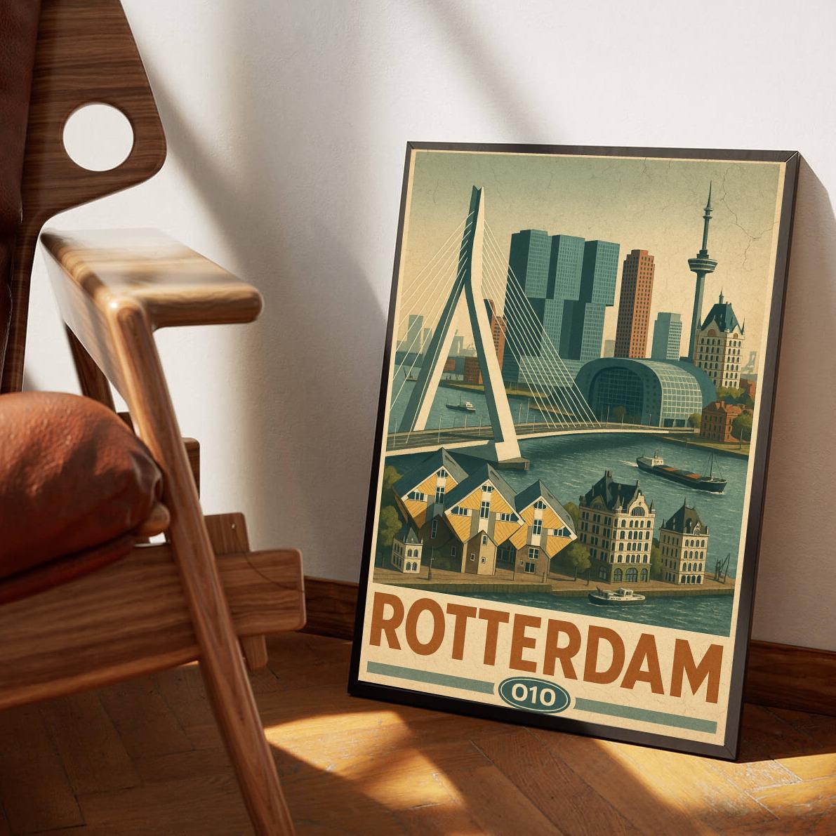 Rotterdam Netherlands Vintage Text poster sfeerbeeld 3