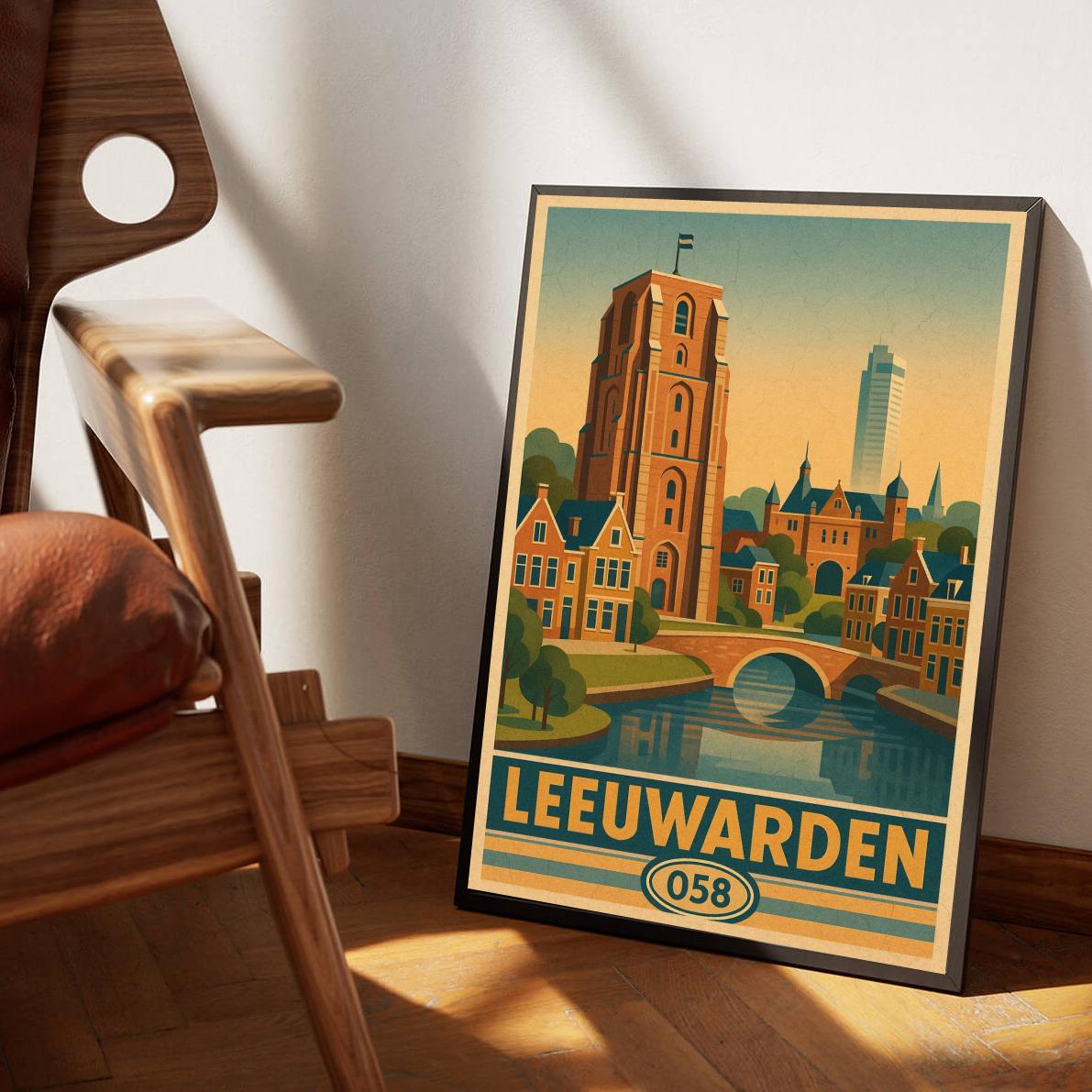 Leeuwarden Netherlands Vintage Text poster sfeerbeeld 3