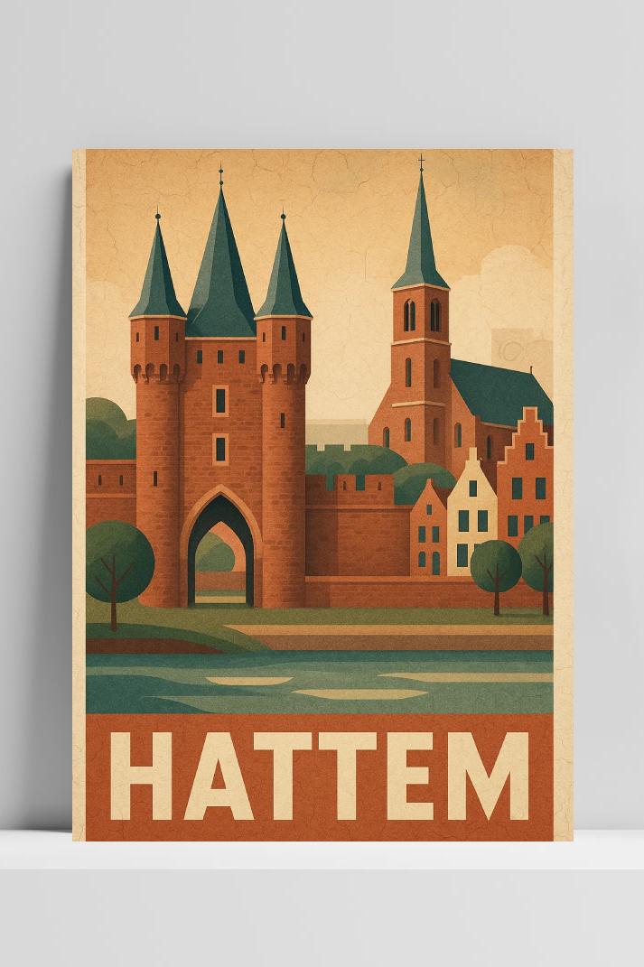 Hattem Text Vintage op 3mm aluminium dibond