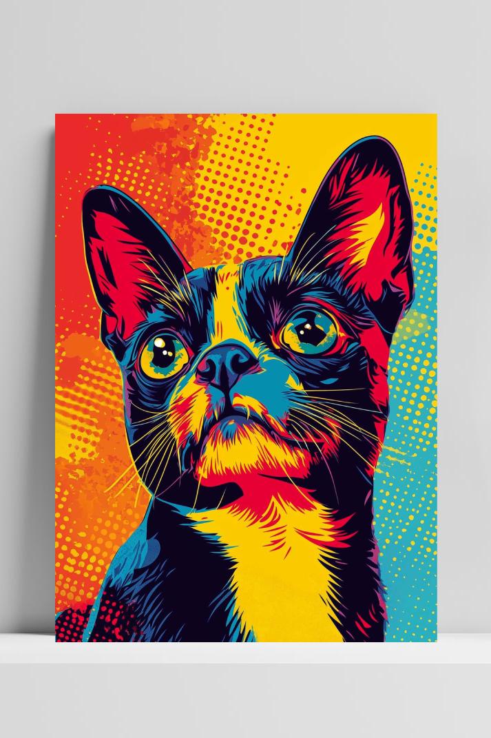 Terrier Dog Pop Art op 3mm aluminium dibond