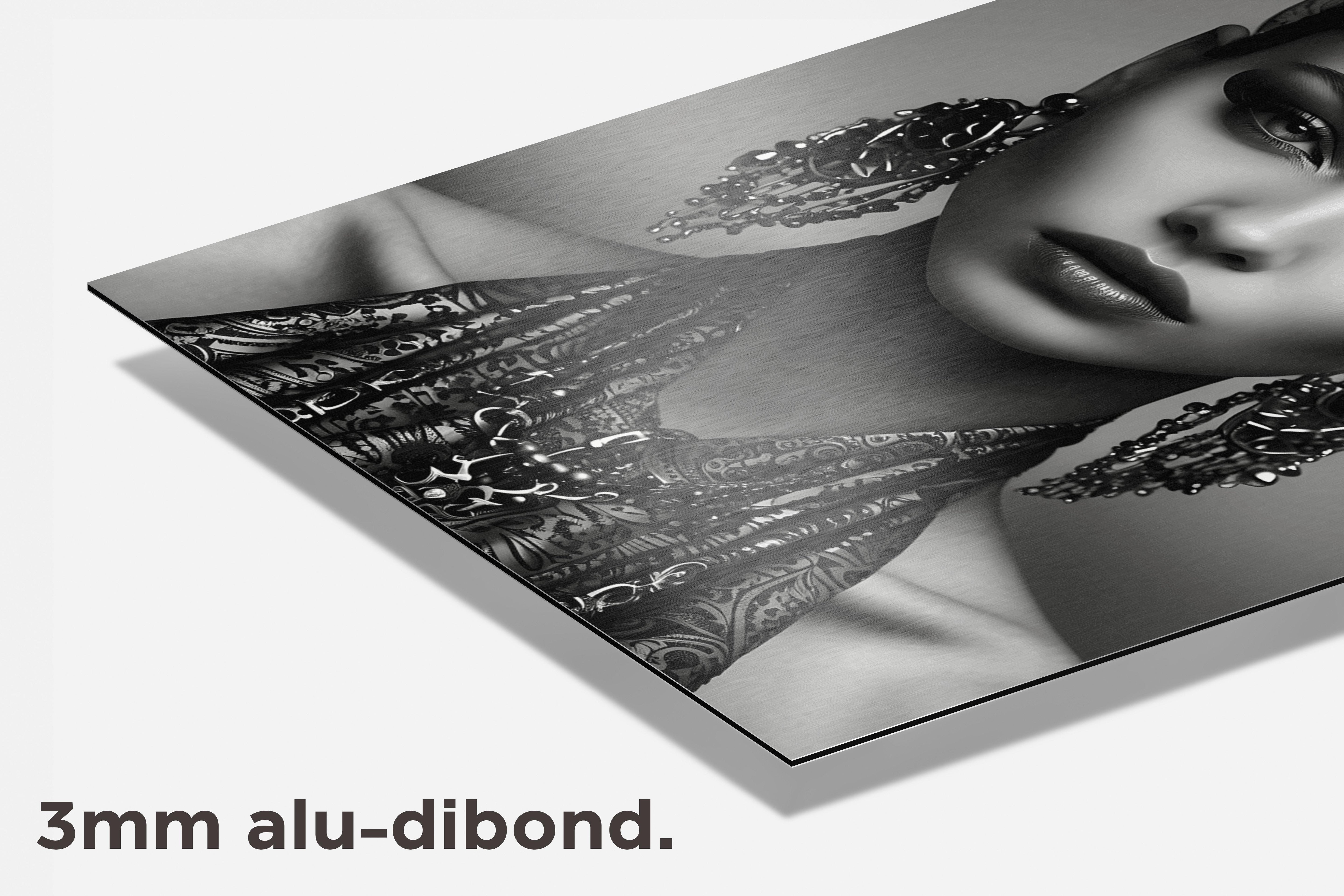 Vrouw Oorbellen Zwart Wit dibond detail
