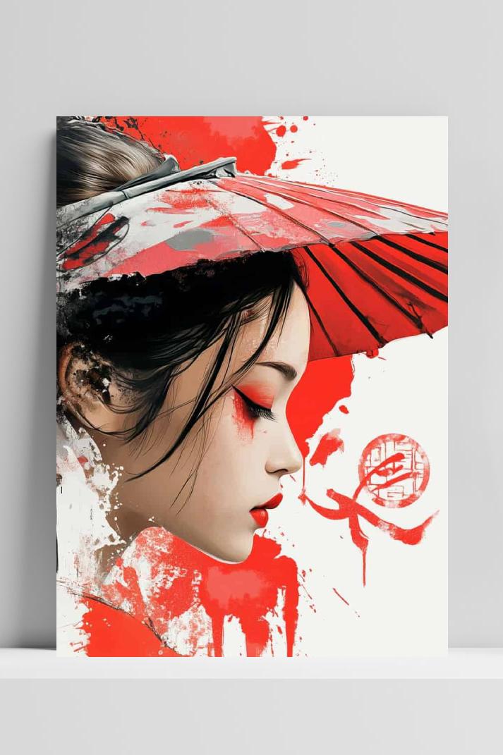 Japans Meisje op 3mm aluminium dibond
