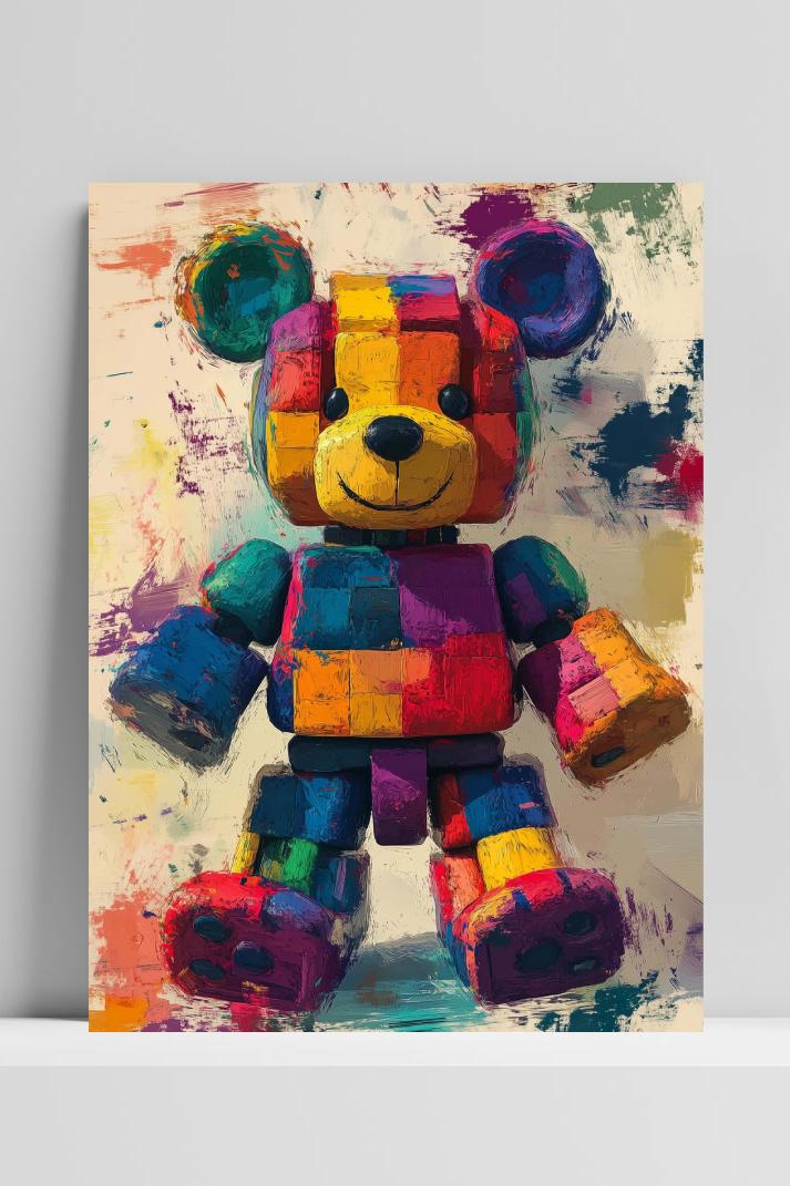 Bear Colorful op 3mm aluminium dibond