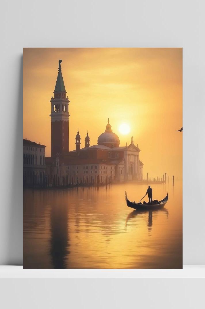 Venetië Gondels op 3mm aluminium dibond