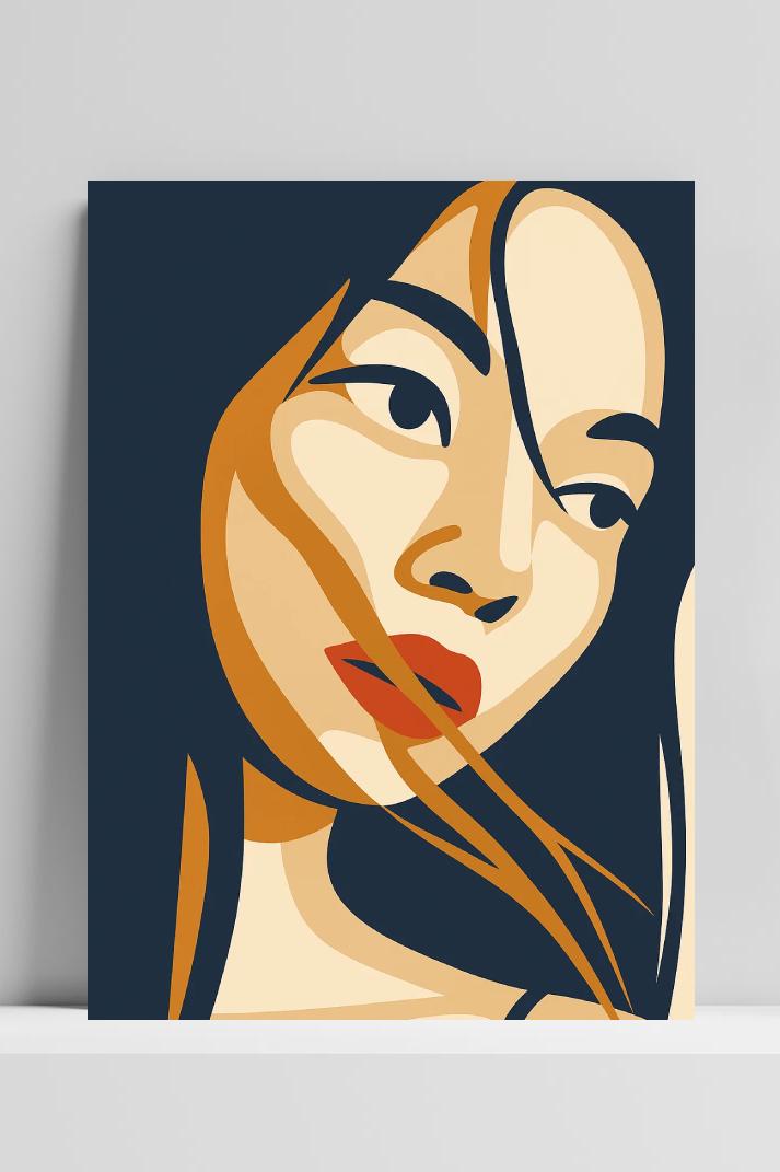 Woman Oriental Portrait Pop Art op 3mm aluminium dibond