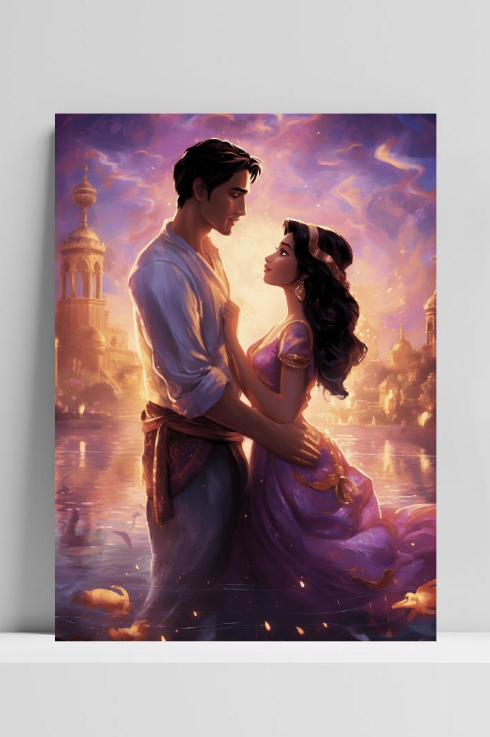 Aladdin en Jasmine op 3mm aluminium dibond