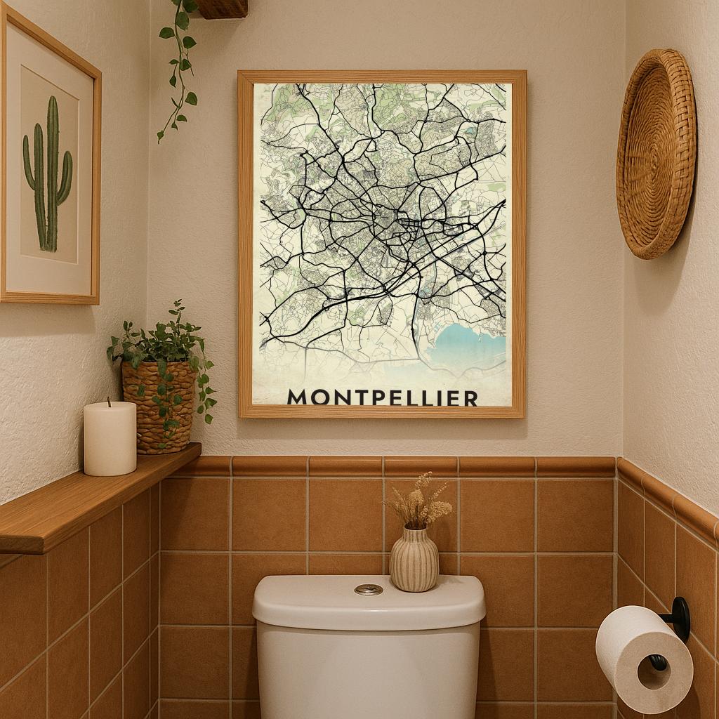 Montpellier Map France Vintage poster sfeerbeeld 3