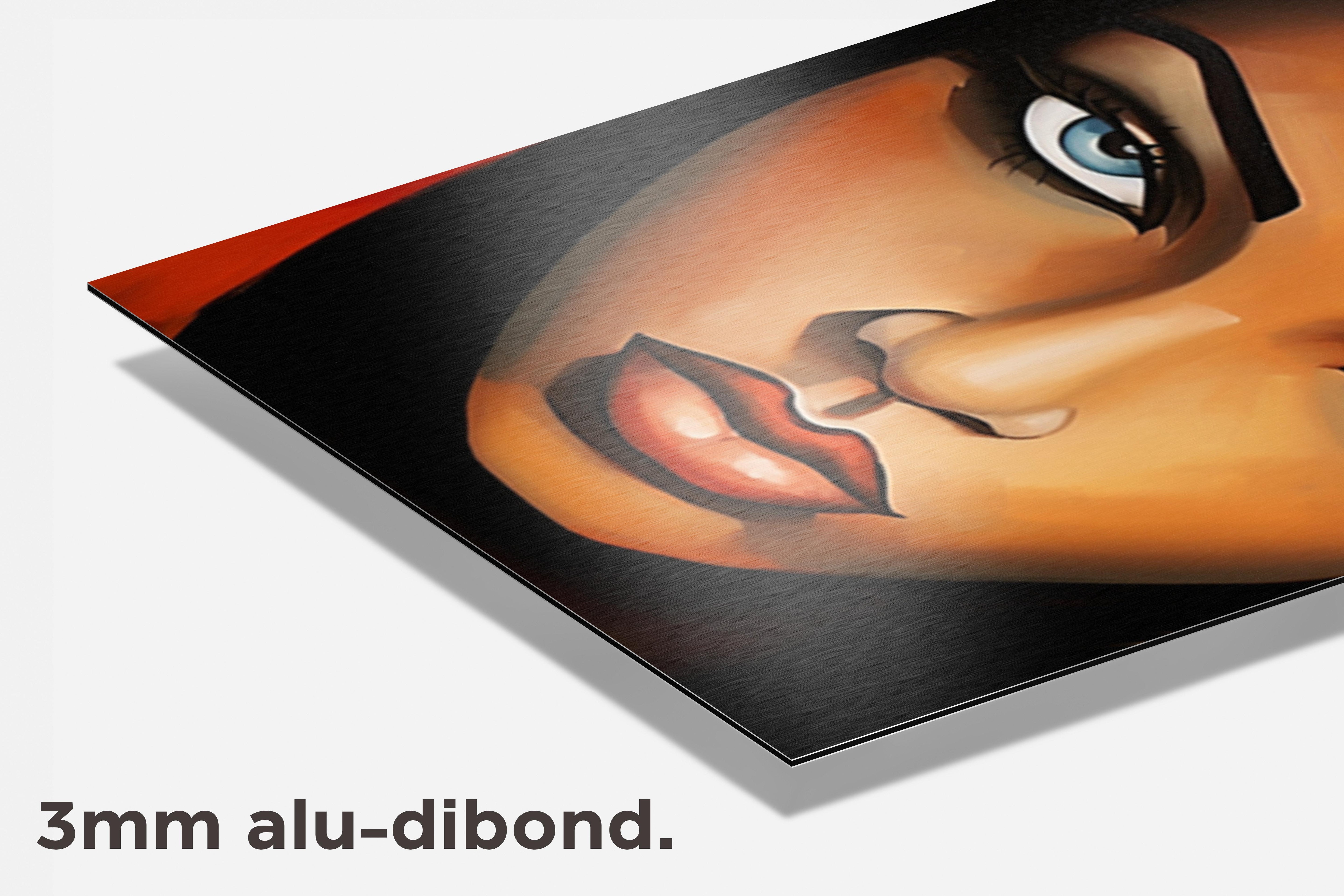 Vrouw Rood Bedekt dibond detail