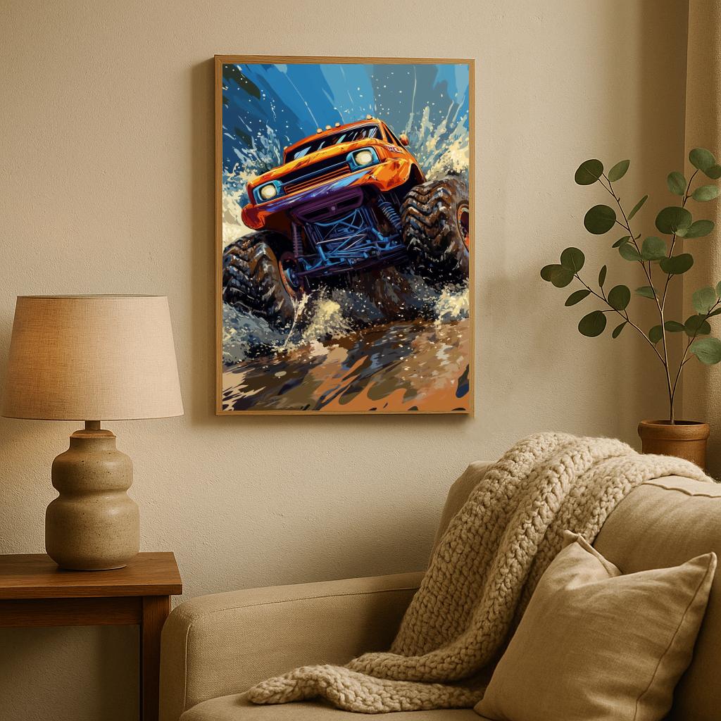 Monster Truck Aquarel poster sfeerbeeld 2