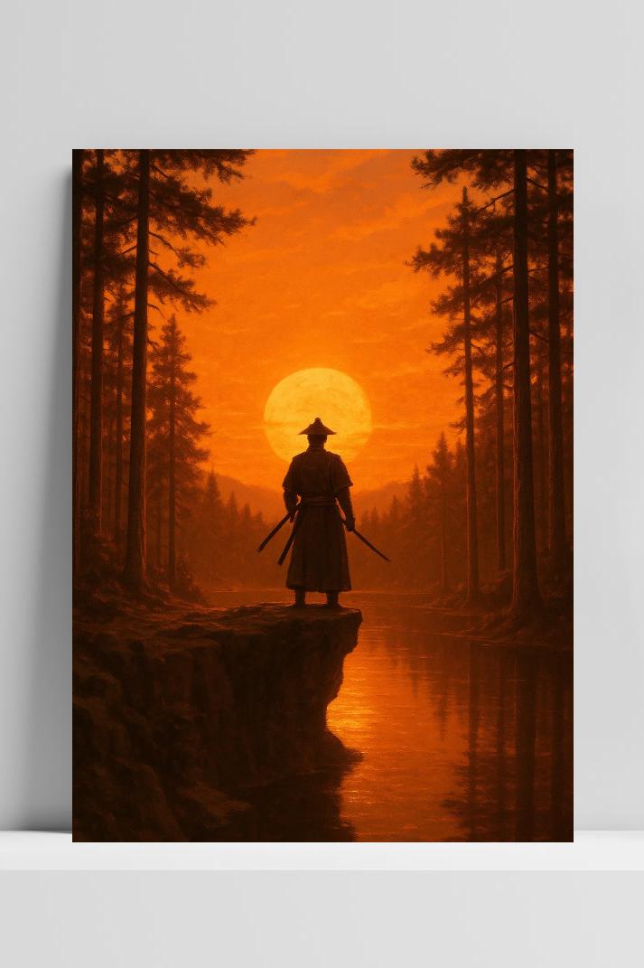 Samurai Warrior op 3mm aluminium dibond