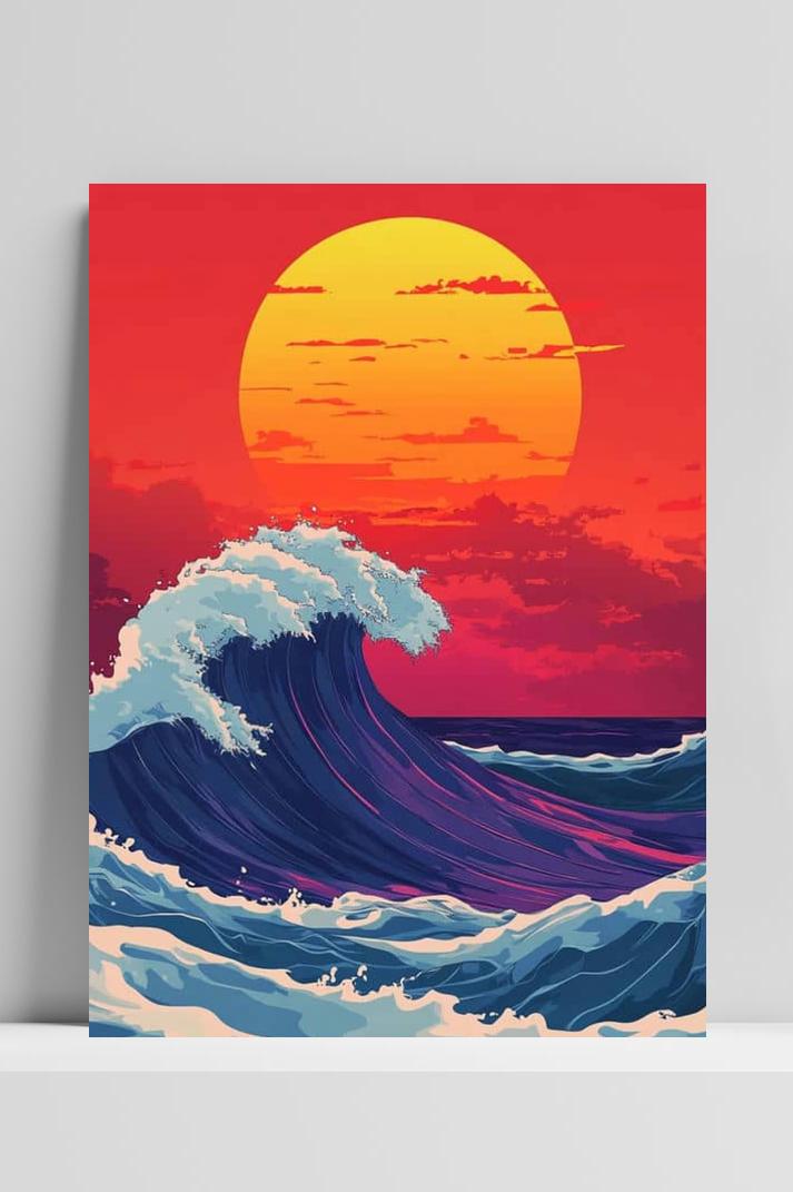 Oceaan Zonsondergang op 3mm aluminium dibond