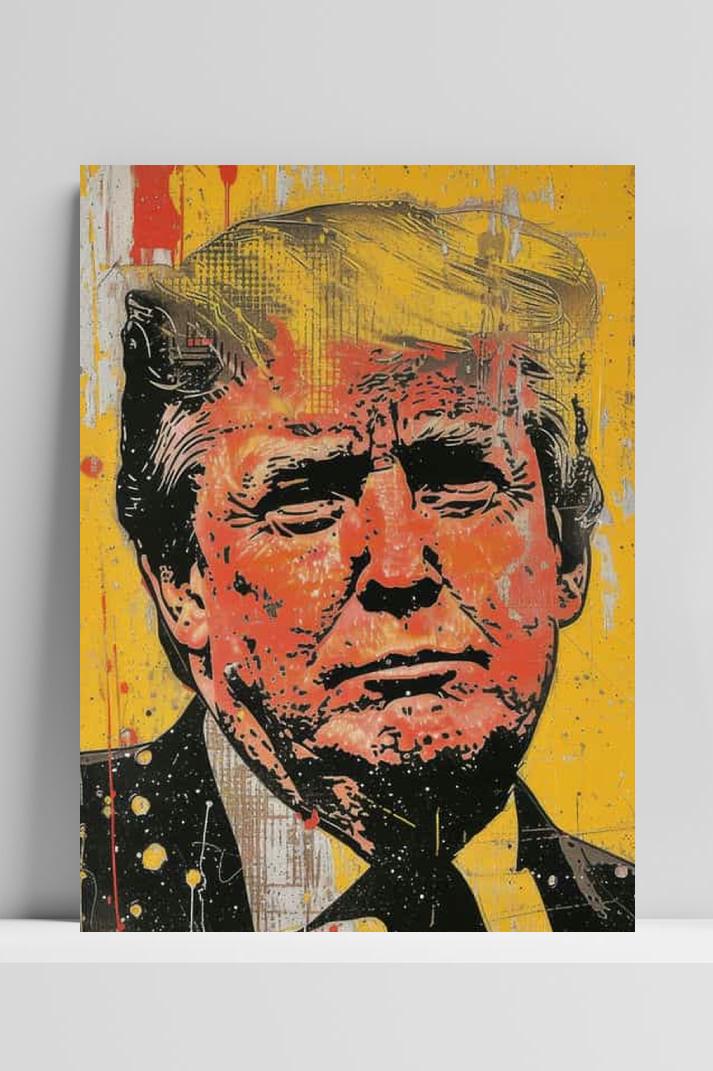 Donald Trump Geel op 3mm aluminium dibond