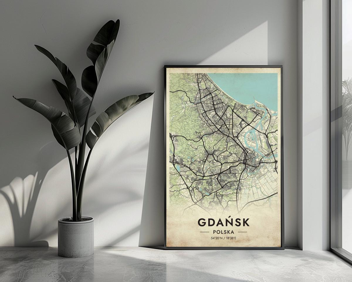 Gdańsk Map Polska Vintage poster van 25 Artstreet