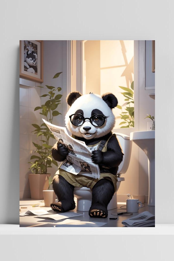 Panda op Wc op 3mm aluminium dibond
