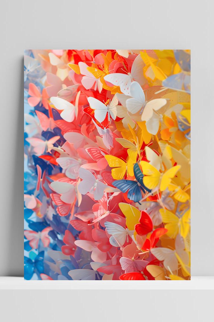 Kleurrijke Vlinders op 3mm aluminium dibond