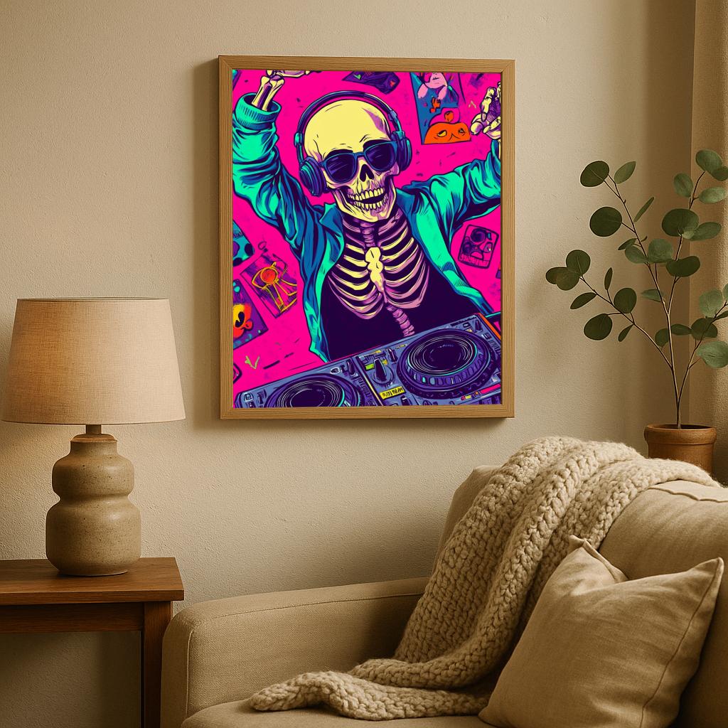 Skeleton DJ poster sfeerbeeld 1