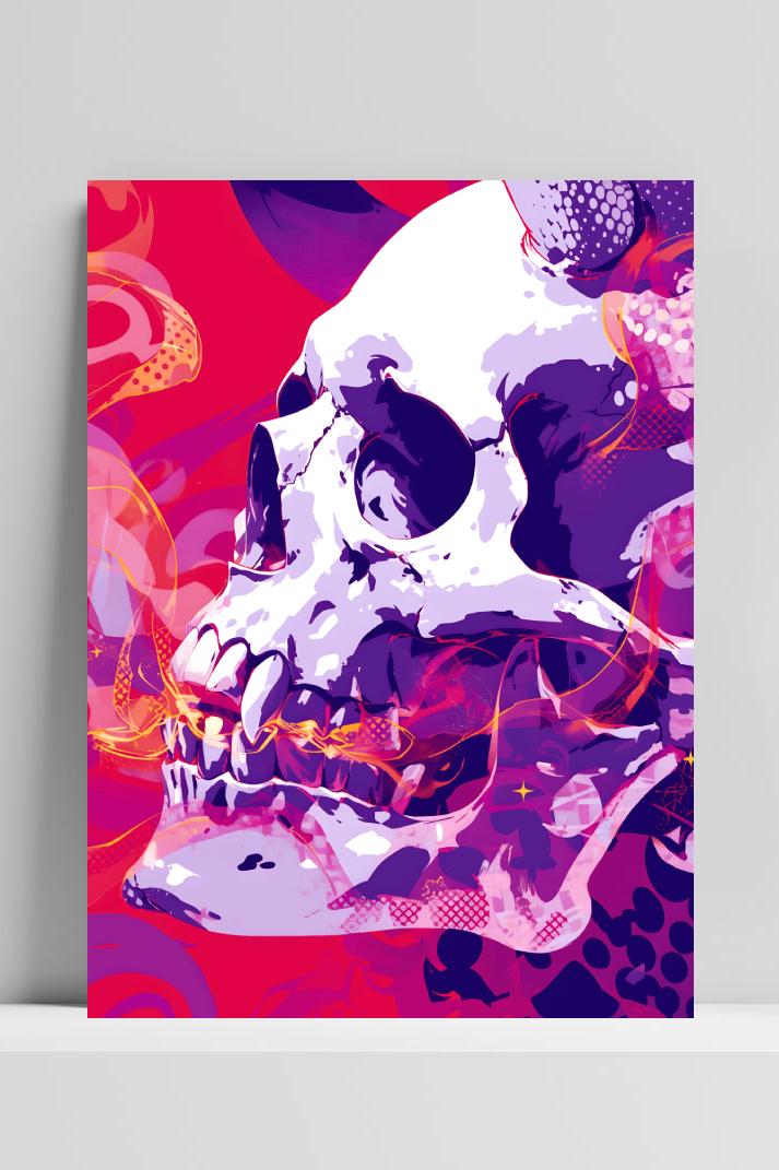 Schedel op 3mm aluminium dibond