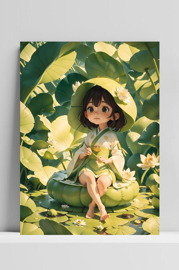 Groen Bosmeisje op 3mm aluminium dibond