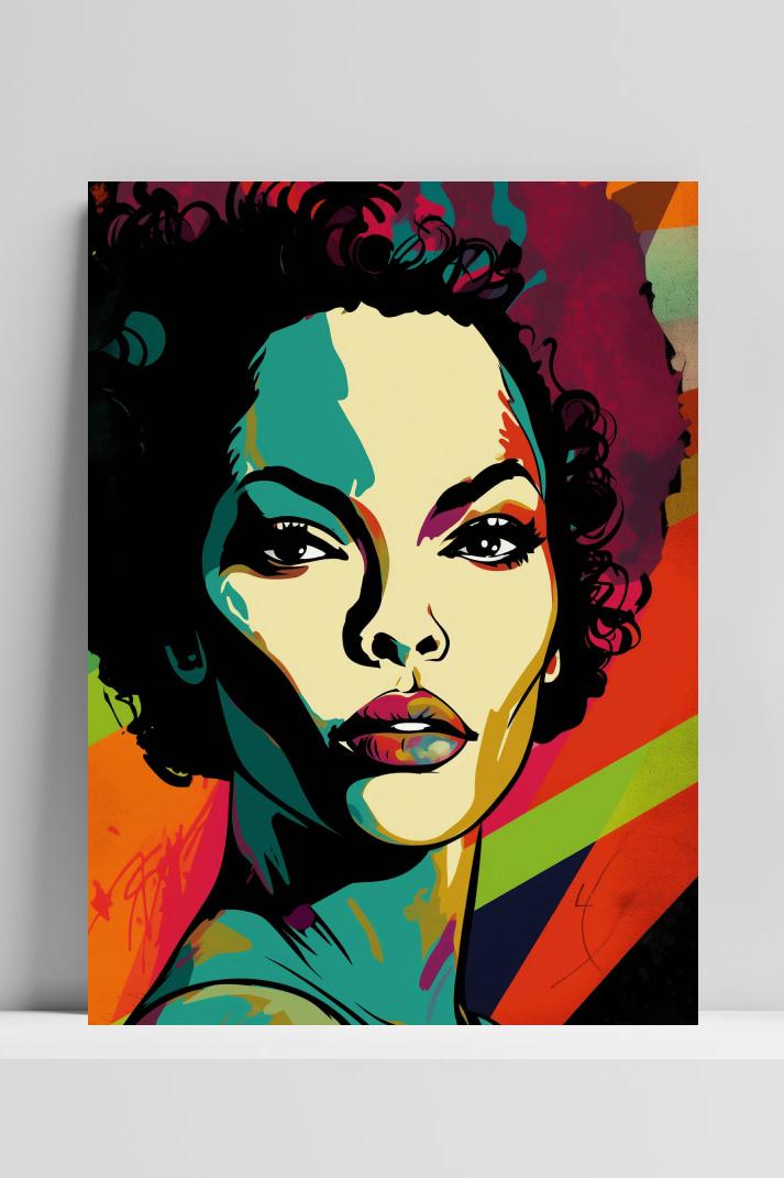 Vrouw Pop Art op 3mm aluminium dibond