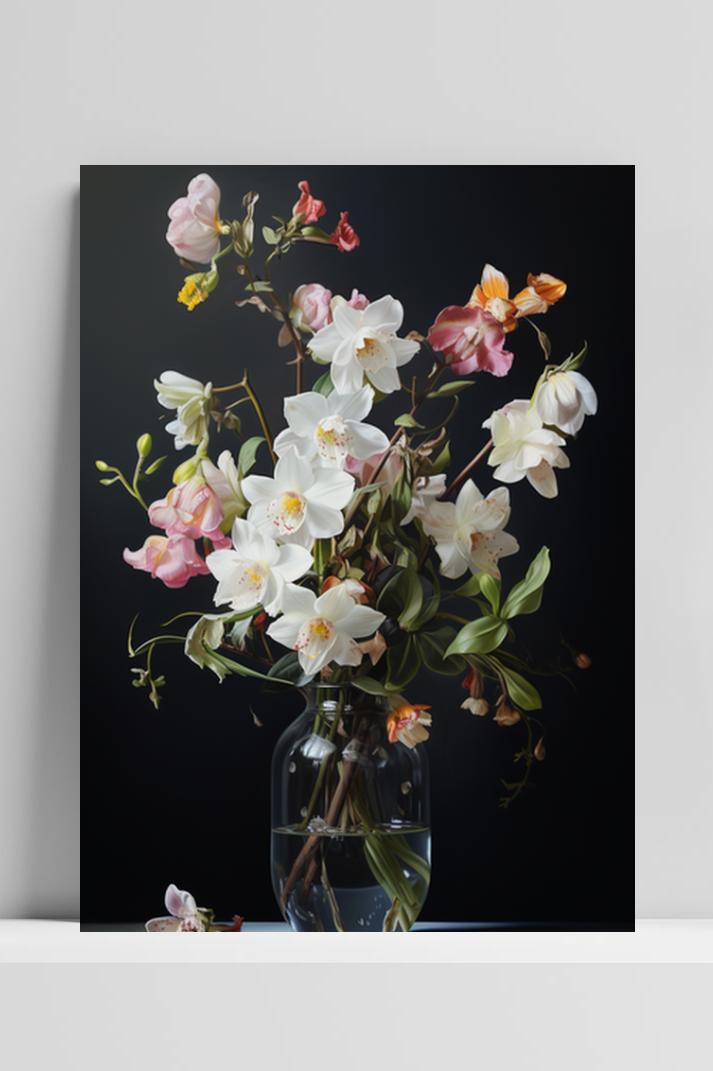 Vaas Met Bloemen op 3mm aluminium dibond