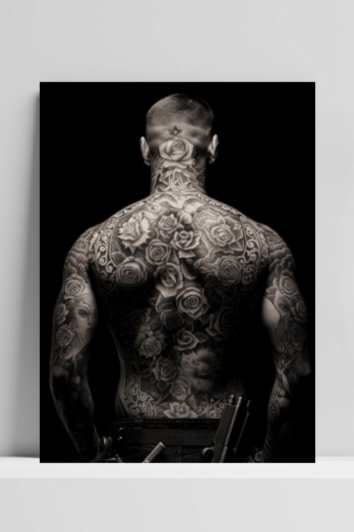 Tattoo Model Rug op 3mm aluminium dibond