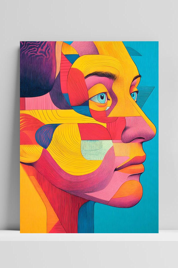 Abstract Portret op 3mm aluminium dibond