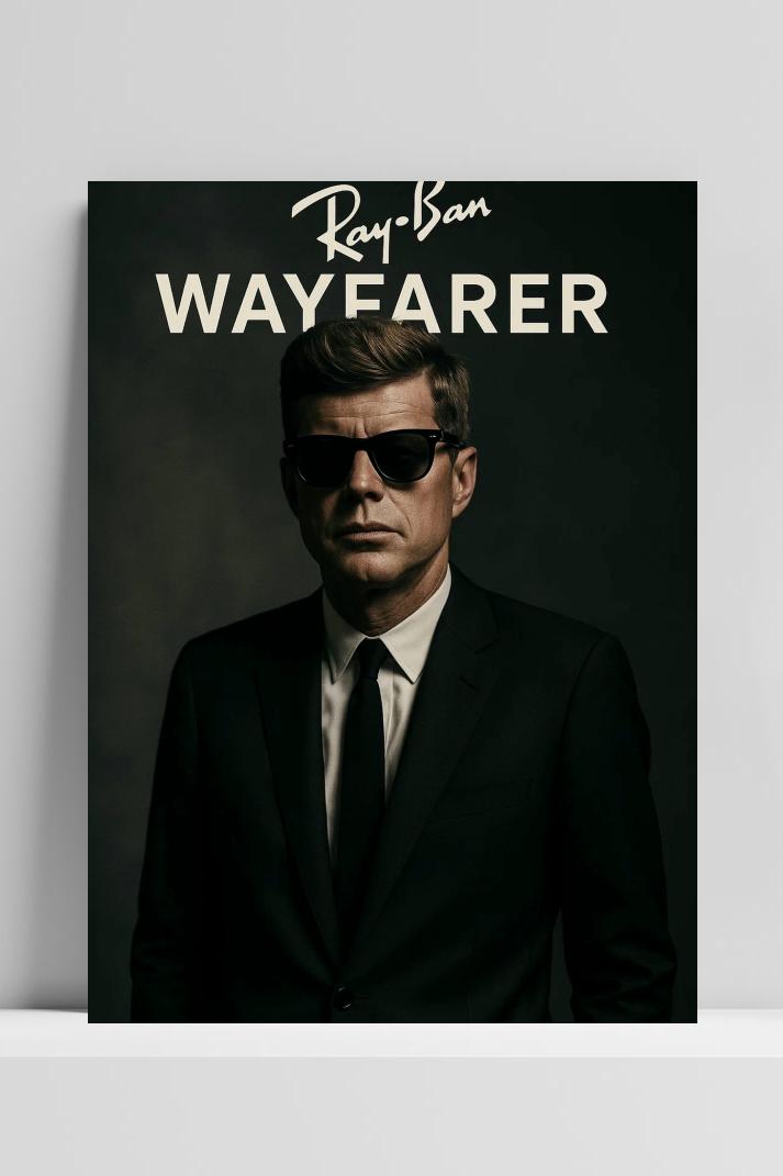 John F. Kennedy Ray Ban op 3mm aluminium dibond