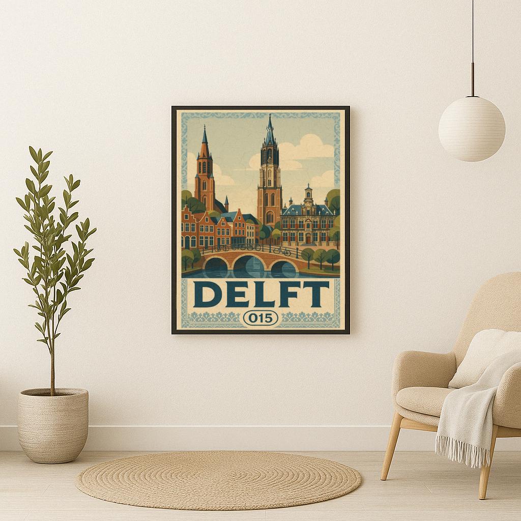 Delft Netherlands Vintage Text poster sfeerbeeld 2