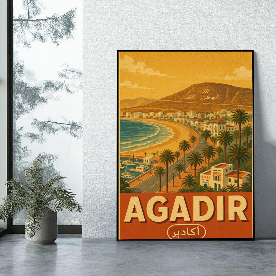 Agadir Morocco Vintage Text poster sfeerbeeld 1