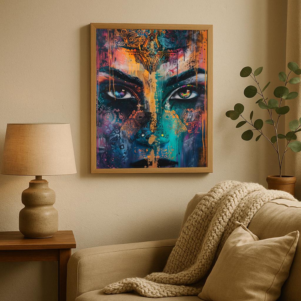 Face abstract drawing poster sfeerbeeld 1