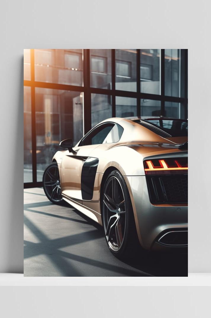 Sportauto Achterkant op 3mm aluminium dibond