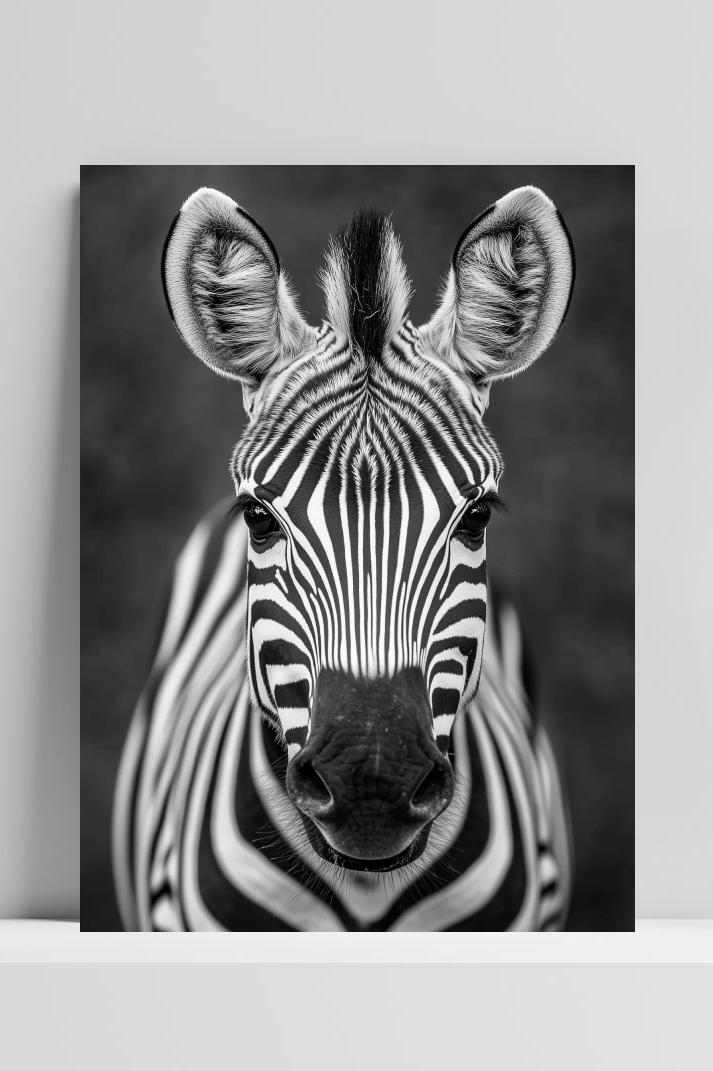 Zebra Zwart-Wit op 3mm aluminium dibond