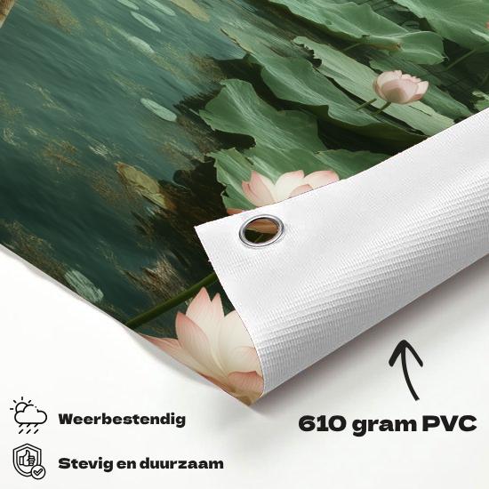 Tuinposter Lotus materiaal-detail: 610 grams weerbestendig PVC-doek