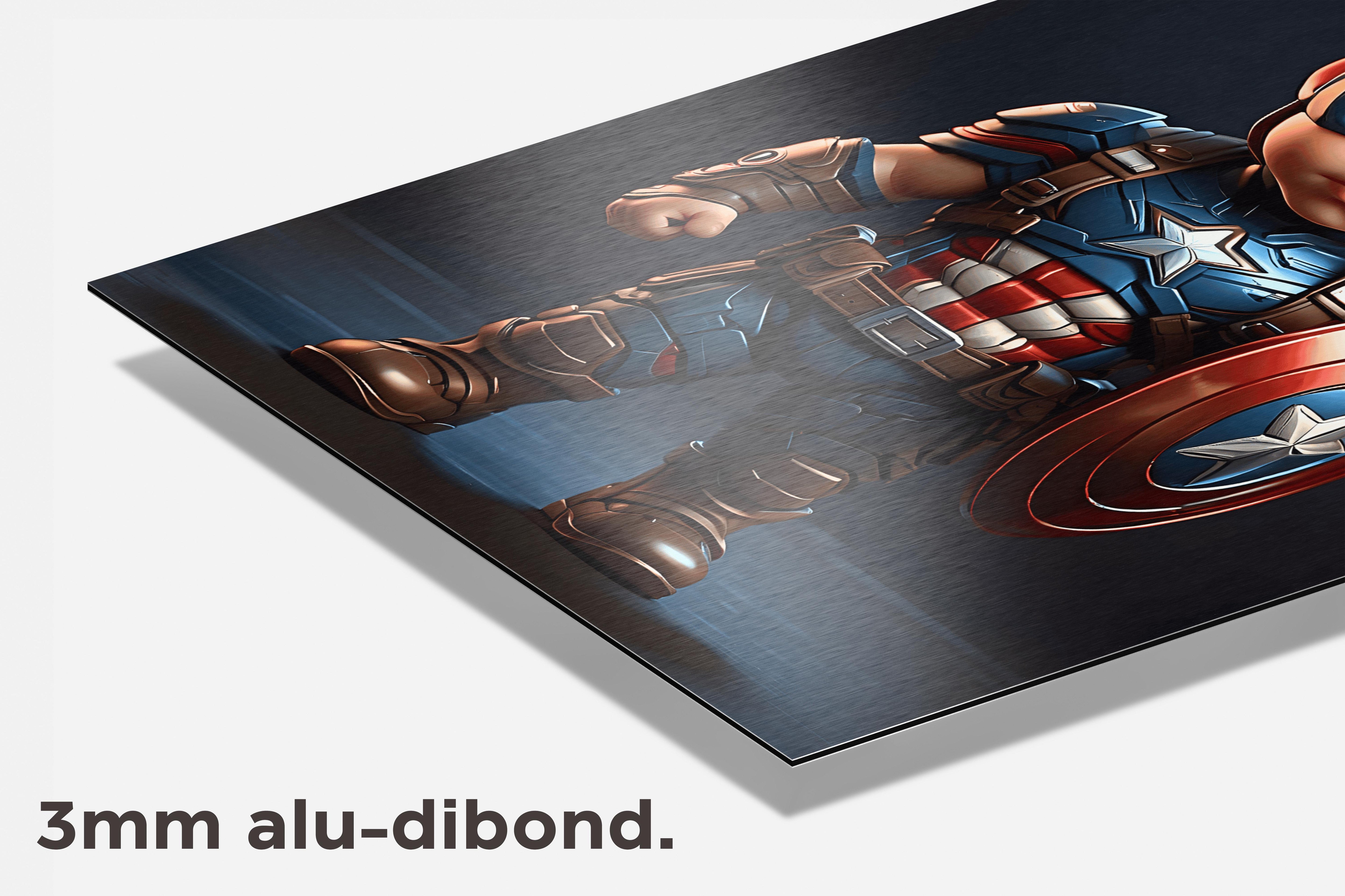 Baby Captain America dibond detail