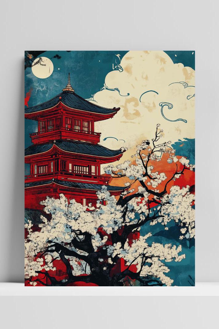 Japan Vintage op 3mm aluminium dibond