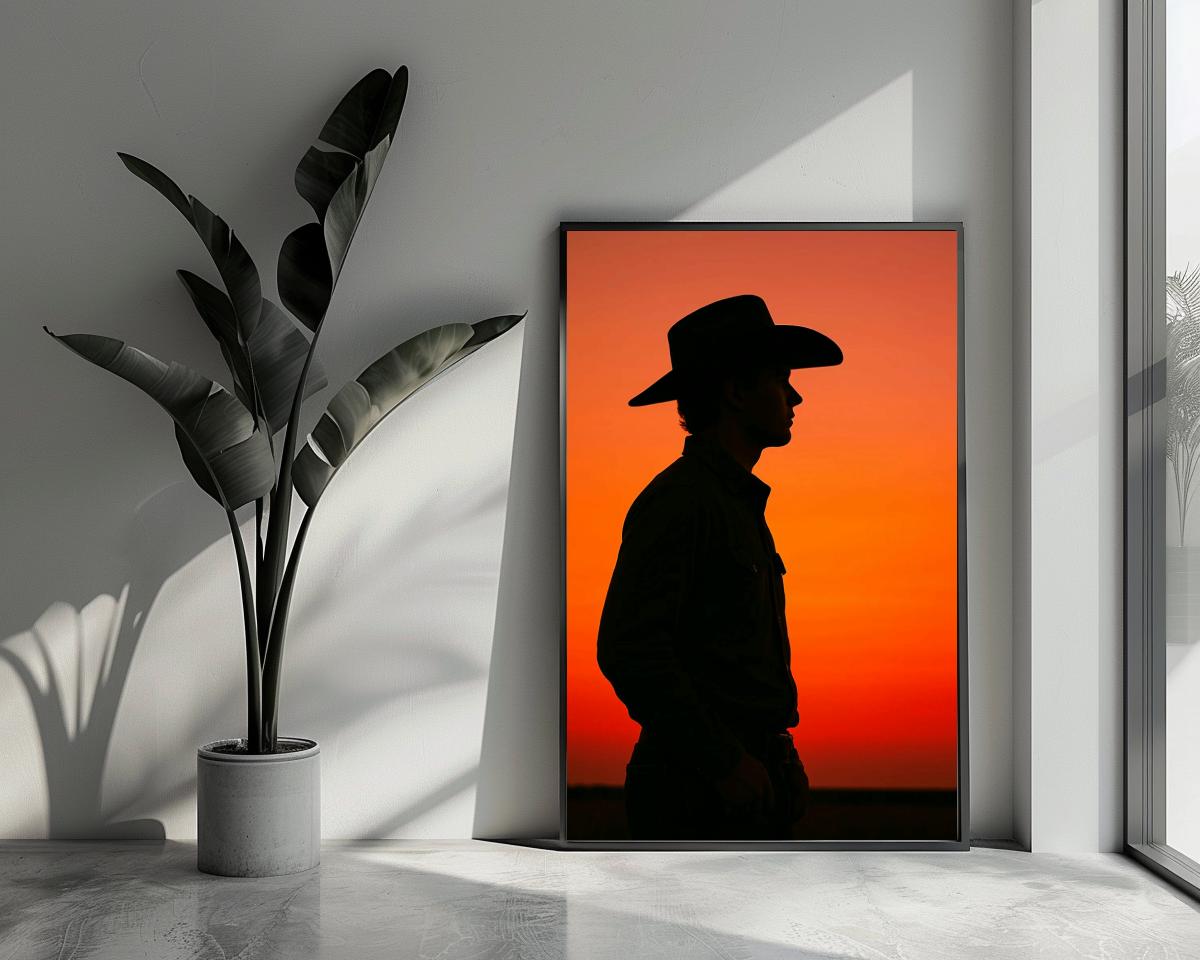 Cowboy Silhouette Sunset poster van 25 Artstreet