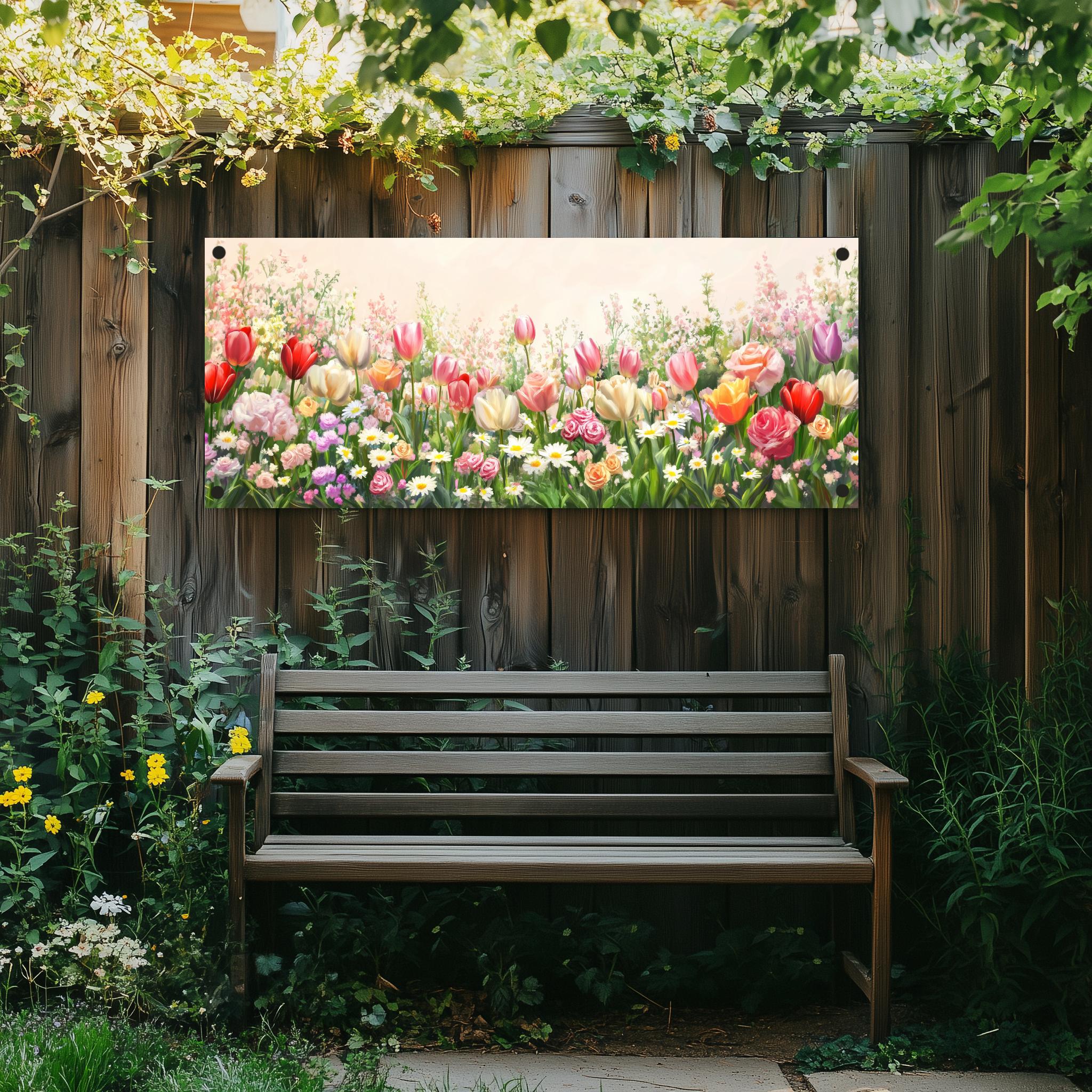 Tuinposter Bloemenveld sfeerbeeld 1
