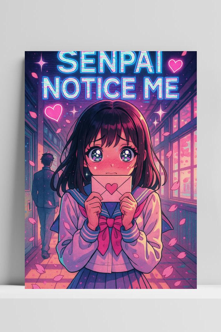Senpai Notice Me Text Quote Girl anime op 3mm aluminium dibond